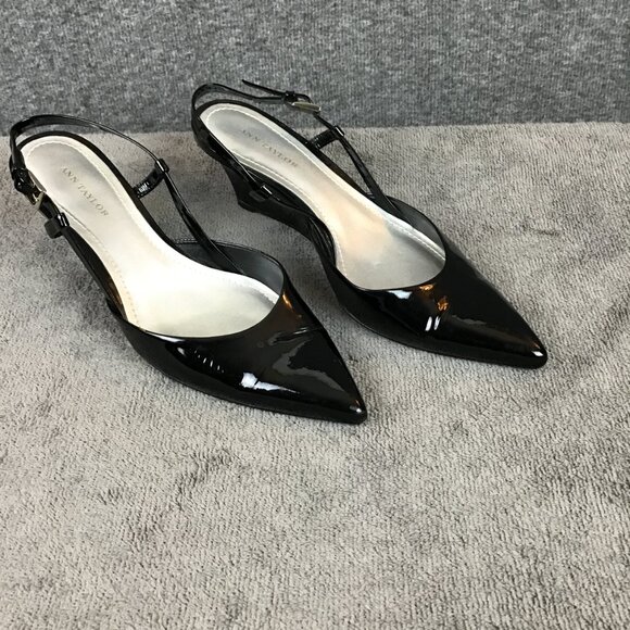Ann Taylor Kitten Heel Look Pointed Toe Wedge Pointed Toe Sz 6N Patent Leather - Picture 8 of 11
